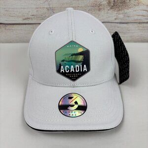 Three In Acadia Nation Park Maine Adjustable Hat Cap White